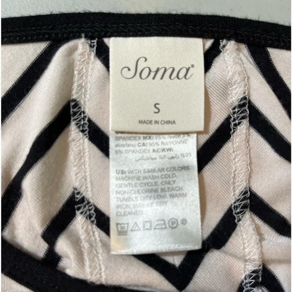Soma White Black Striped Tunic T-Shirt Size Small Sleep Shirt - Picture 3 of 8